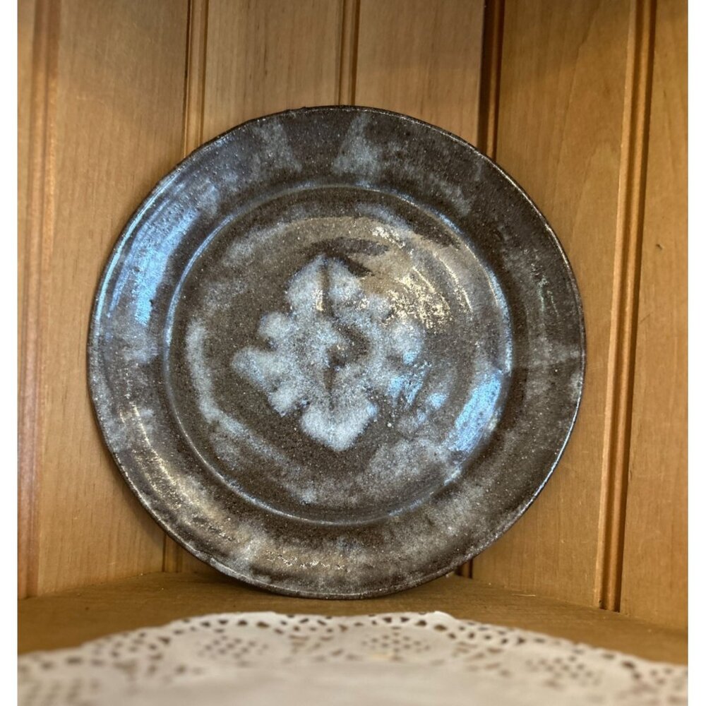 Vintage Studio Pottery Brown Blue Salt Glaze Artist Signed Plate Dated 1991 CMC